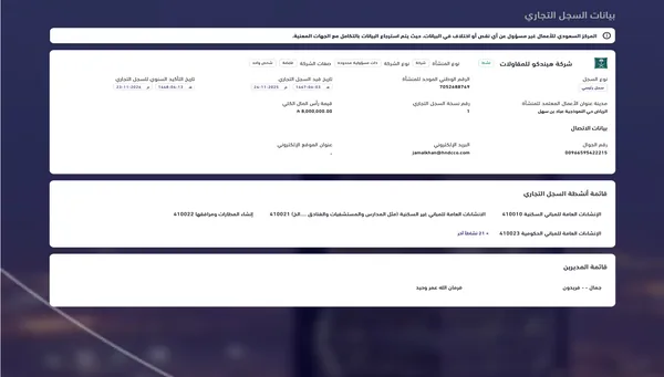 Commercial Registration details – Saudi Business Center